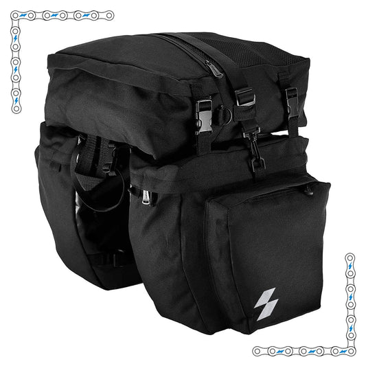 eBike Black Canvas Triple Saddle Bags for Electric Bike