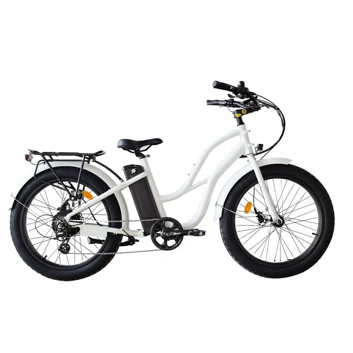 OB eBikes COASTAL CRUISER 52V 24 Thru 750 w Ready to Ride Step Thru Ebike 24x3 Fat Tire Electric Beach Cruiser eBike - Fat Tire Cruiser eBike - eBike Super Shop